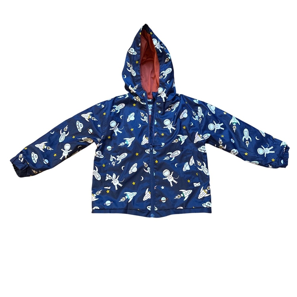 Holly & Beau Rain Jacket Kids Navy Blue Excellent Space‎ Astronaut SIZE 2